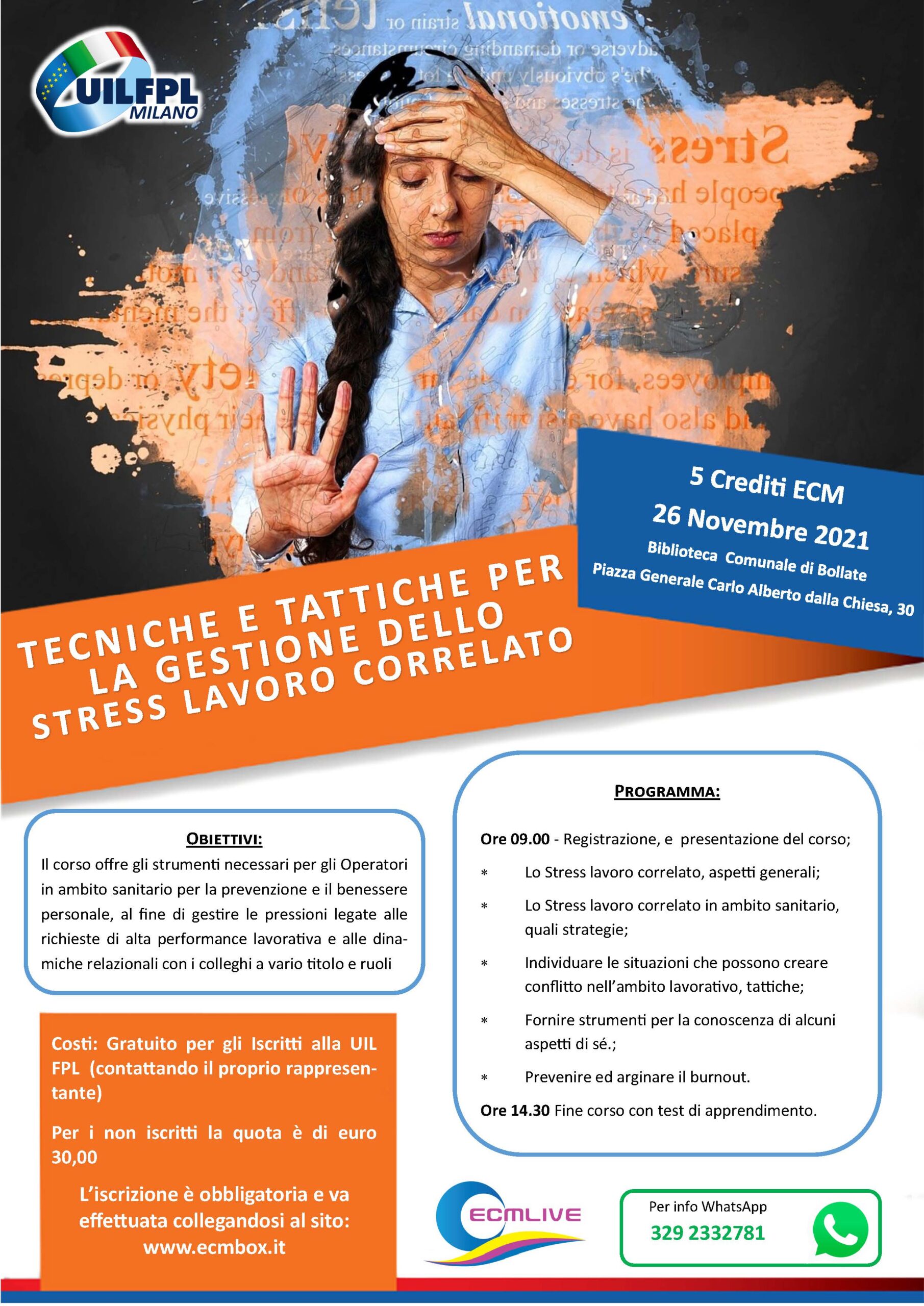 ECM: TECNICHE E TATTICHE PER LA GESTIONE DELLO STRESS LAVORO CORRELATO