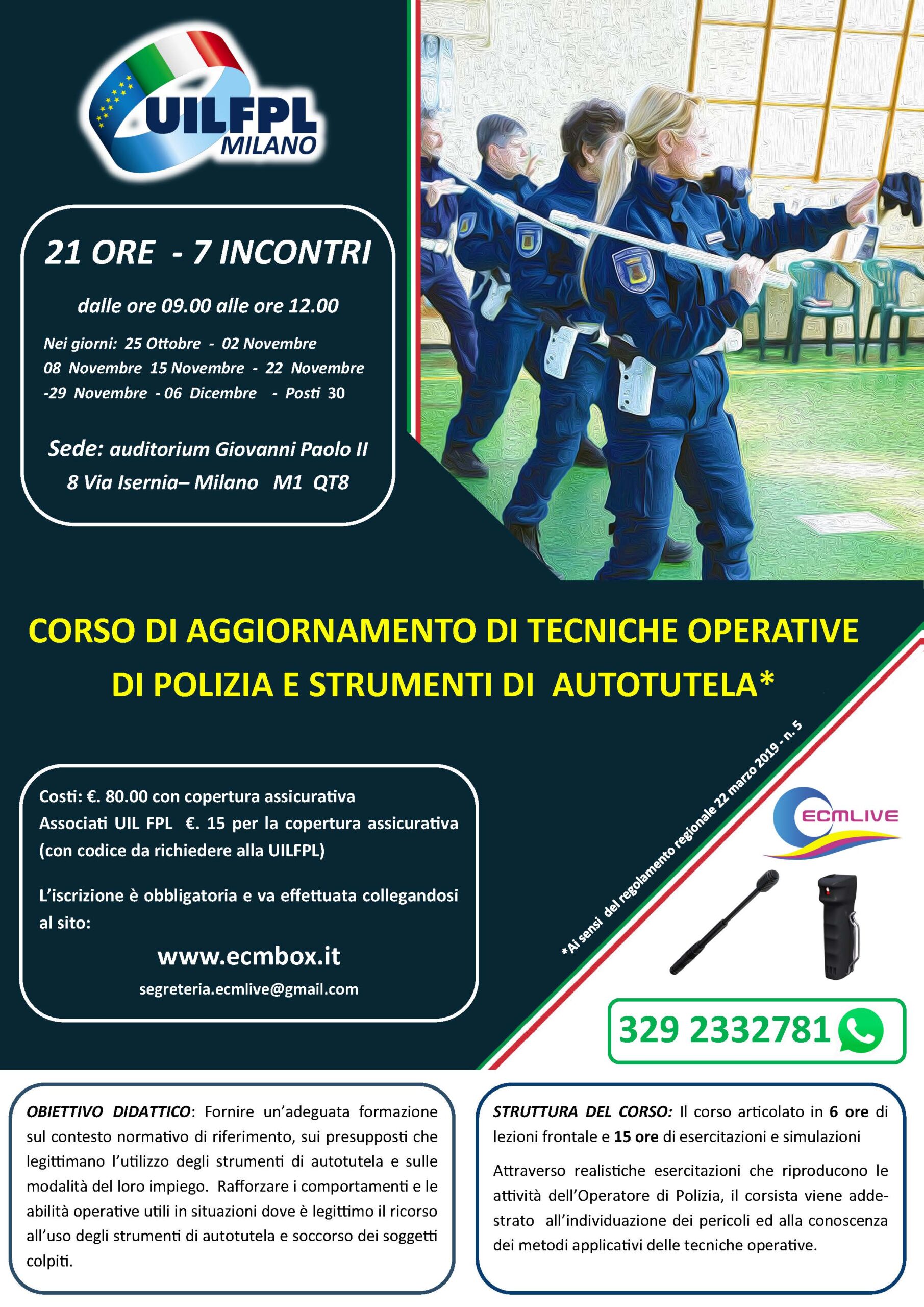 CORSO DI AGGIORNAMENTO DI TECNICHE OPERATIVE DI POLIZIA E STRUMENTI DI AUTOTUTELA