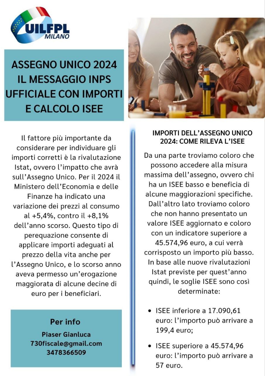 🔵 ASSEGNO UNICO 2024 IL MESSAGGIO INPS UFFICIALE CON IMPORTI E CALCOLO ISEE