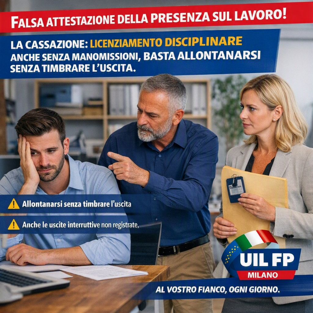 FALSA ATTESTAZIONE DELLA PRESENZA IN SERVIZIO – CHIARIMENTI DELLA CORTE DI CASSAZIONE SULL’APPLICAZIONE DELL’ART. 55-QUATER DEL D.LGS. 165/2001